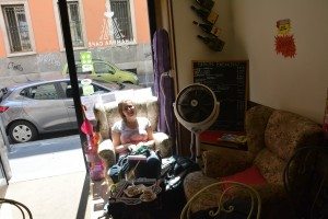 2015:07:10 Milan Italy Alhambra Cafe Seating Michelle Vegantravel