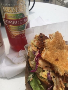 Yummm~ my first time trying a Jackfruit Sandwich! But NOT my first time trying Kombucha. Major yum.