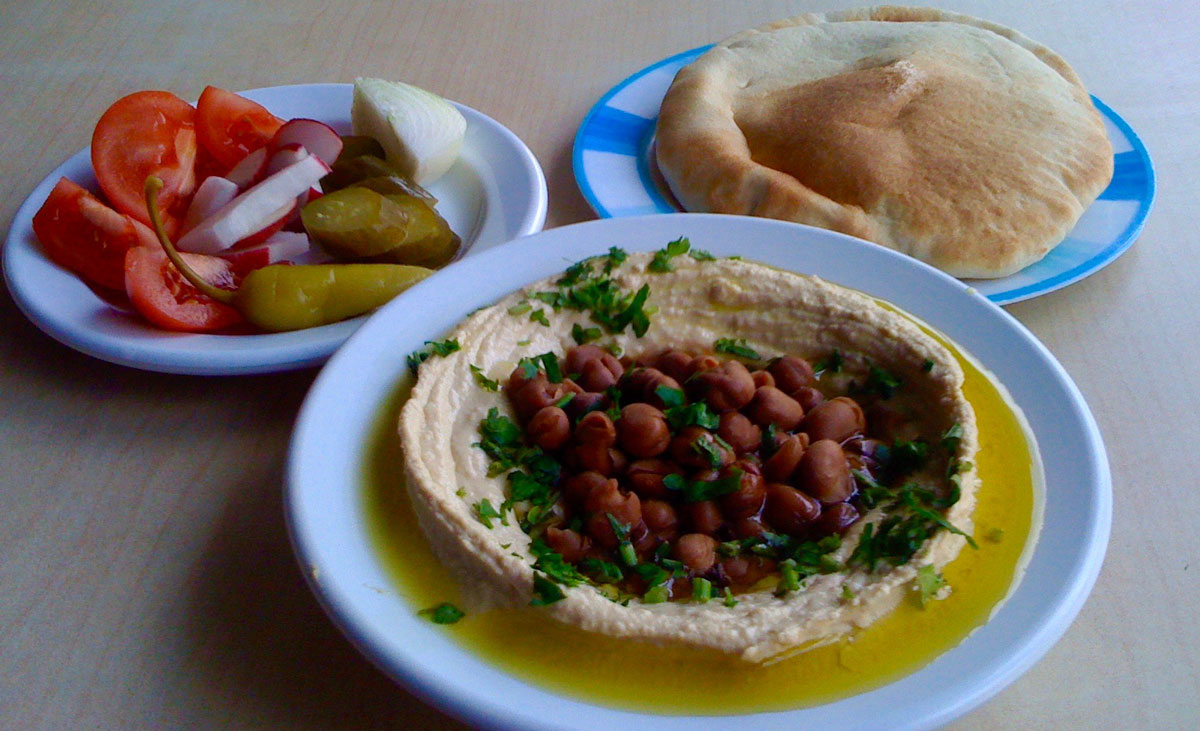 Traditional Israeli / Palestinian Meal - Hummus (chickpeas) and Ful (fava-beans)