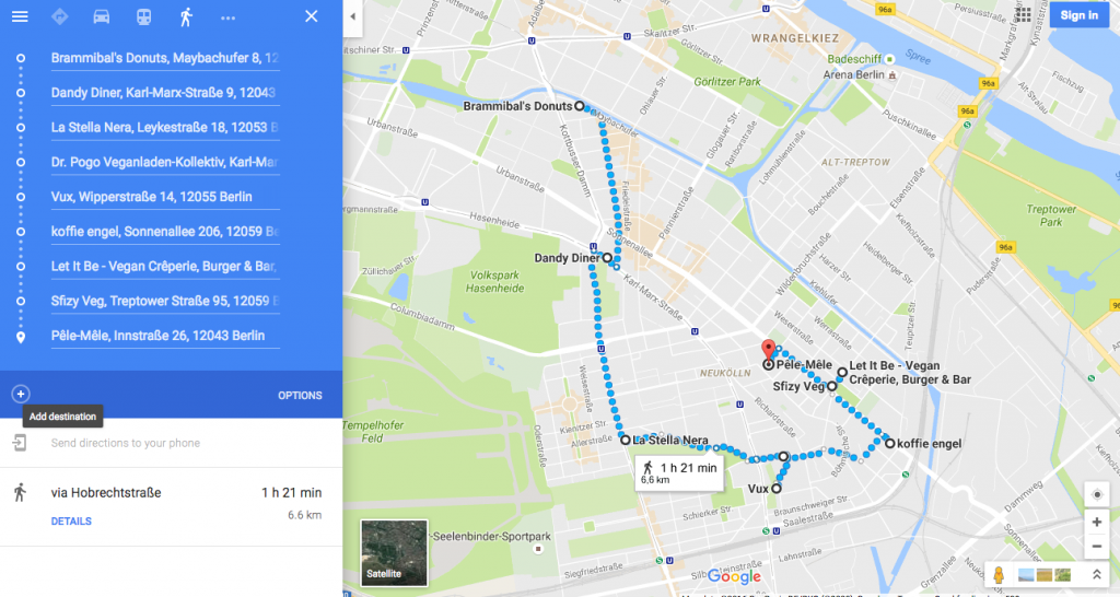 vegan restaurant map of Neukölln