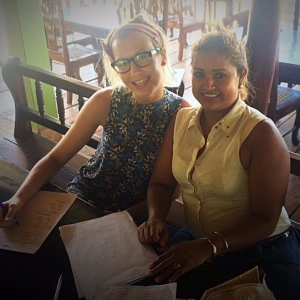 Me and Irlanda during my Spanish lesson at Rojo Loco on the beach!