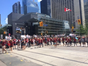 Street blockade on University Ave downtown Toronto