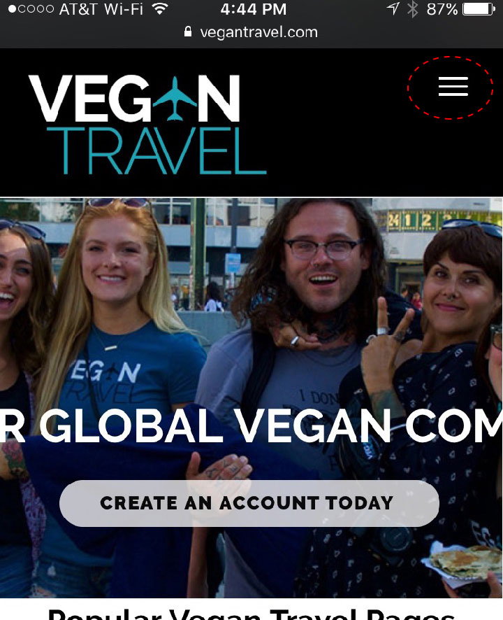 VeganTravel iPhone Logout