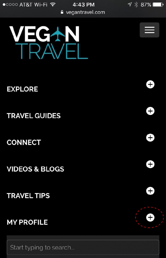 VeganTravel iPhone Logout