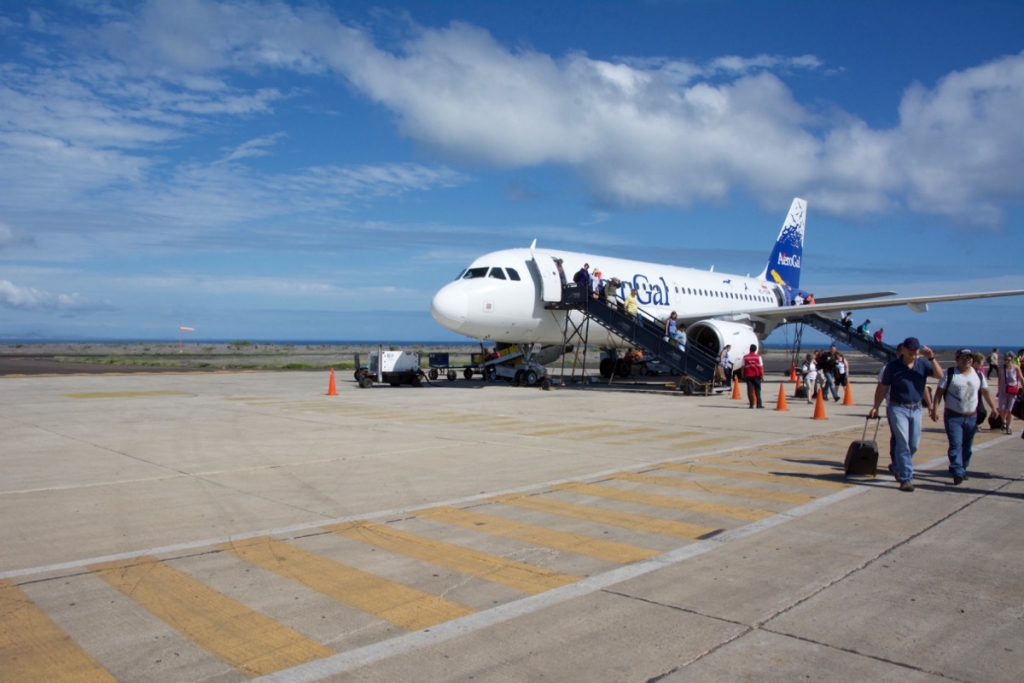 Plane Arrival at Baltra Island