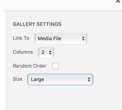 Create Gallery - Edit Settings