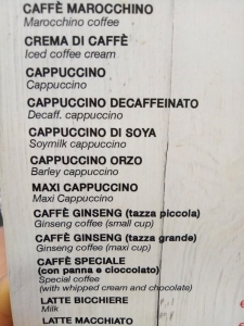 Coffee Menu at Chef Express