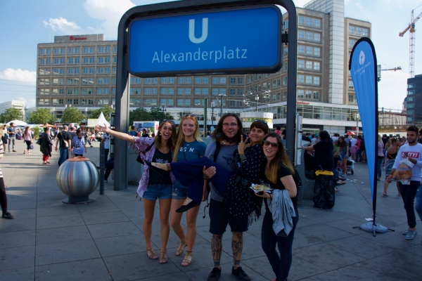 Marissa, Shae, Cody, Giselle, and Kristin in Alexanderplatz