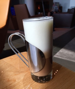 Complementary Soy Latte at Lufthansa lounge in Frankfurt